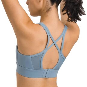 Lemedy Back Closure Sports Bra Mesh Criss Cross Racerback Padded Workout Crop Tank Top