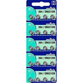 Murata 364 SR621SW Battery 1.55V Silver Oxide Watch Button Cell Contractor Pack (20 Batteries)