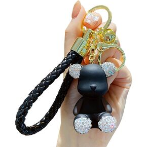 Cute Diamond Bear Bags Car Key Backpack Keychain Boys Girls Women Resin Keychain for Christmas New Year Present