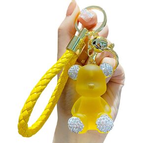 Cute Diamond Bear Bags Car Key Backpack Keychain Boys Girls Women Resin Keychain for Christmas New Year Present