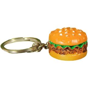 GK-O Food Resin Hamburger Key Ring 3D Burger Keychain Pendant
