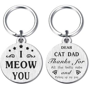 I Meow You Cat Dad Gifts - Best Cat Dad Ever Keychain - Christmas Birthday Key Chains for Catdad Cat Daddy Men