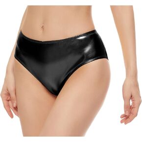 Kepbolm Women's Metallic Rave Bottoms Low Rise Shiny Panties for Festival Clubwear Costumes
