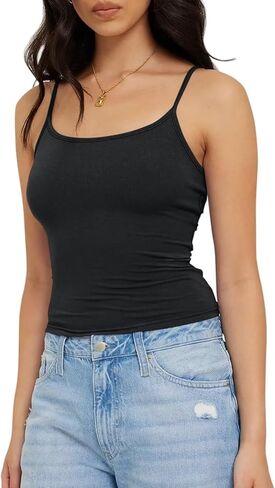 Women's Cami Tank Tops Adjustable Spaghetti Strap Camisole Tank Shirt Y2K Cami Tops in Kuwait