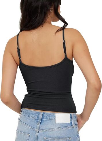 Women's Cami Tank Tops Adjustable Spaghetti Strap Camisole Tank Shirt Y2K Cami Tops in Kuwait