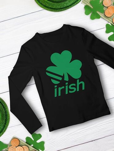 St Patricks Day Shirt Irish Shamrock Clover Youth Kids Long Sleeve T-Shirt in Saudi Arabia