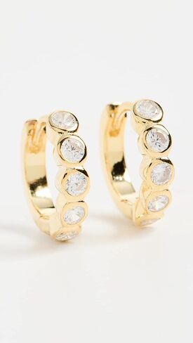 By Adina Eden Women's Bezel Huggie Earrings in Kuwait