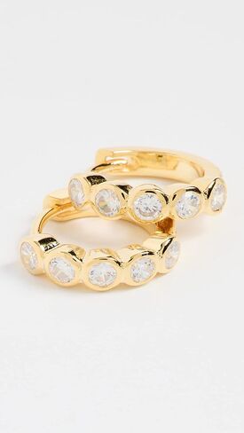 By Adina Eden Women's Bezel Huggie Earrings in Kuwait