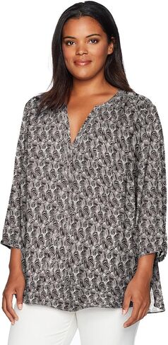 NYDJ Women's Plus Size 3/4 Sleeve Pintuck Blouse in Saudi Arabia