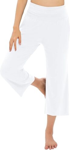 سراويل كابري يوغا مريحة للسيدات من Urban CoCo سراويل رياضية واسعة الساق غير رسمية عالية الخصر قابلة للتمدد ( in Saudi Arabia