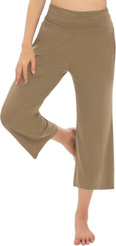 سراويل كابري يوغا مريحة للسيدات من Urban CoCo سراويل رياضية واسعة الساق غير رسمية عالية الخصر قابلة للتمدد ( in Saudi Arabia