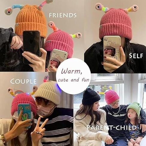 Beanie Hats for Men Women Cartoon Retractable Tentacles Parent-Child Cute Glowing Little Monster Knit Hat in Saudi Arabia