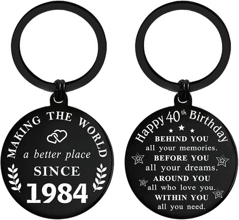 Happy 40th Birthday Gifts - Born in 1984 Birthday Keychain - 40 Year Old Men Women Birthday Gifts - 1984 Birthday Present in Saudi Arabia