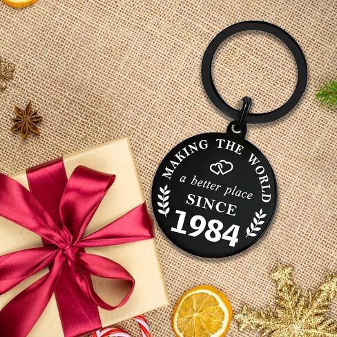Happy 40th Birthday Gifts - Born in 1984 Birthday Keychain - 40 Year Old Men Women Birthday Gifts - 1984 Birthday Present in Saudi Arabia