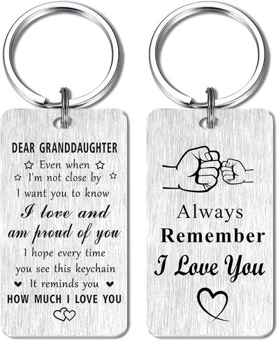Jzxwan Granddaughter Christmas Keychain Gifts, I Love You Granddaughter Gifts, Proud of Granddaughter Birthday Gifts Mothers Day Key Chain, Granddaughter Xmas Present in Saudi Arabia