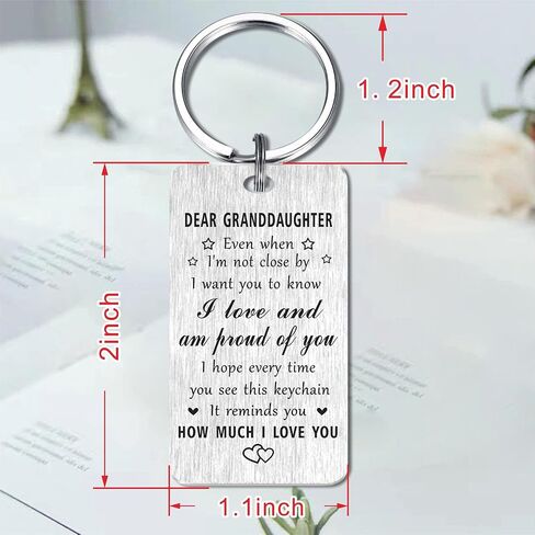 Jzxwan Granddaughter Christmas Keychain Gifts, I Love You Granddaughter Gifts, Proud of Granddaughter Birthday Gifts Mothers Day Key Chain, Granddaughter Xmas Present in Saudi Arabia
