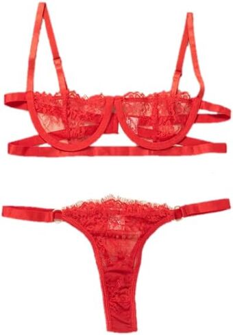 VERONICA’S SECRET Lingerie for Women 2-Piece Bra and Panty Set for Women with Floral Lace Spaghetti Strap in Kuwait