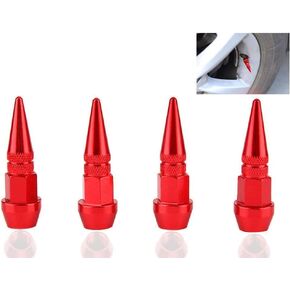 KIMISS 4Pcs [Aluminum Alloy] Spike Wheel Tire Valve Stem Car Truck Air Dust Caps Covers(Red)