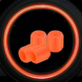 8PCS Orange Luminous Tire Valve Caps Glowing Tire Pressure Cap Universal Fluorescent Car Tire Air Valve Stem Caps Auto Accessories for SUV Trucks Motorcycles Bike,Tire Valve Stem Caps