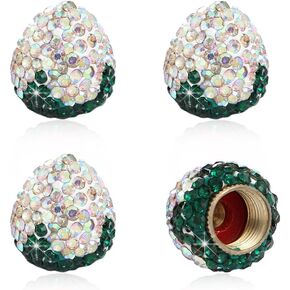 4 PCS Strawberry Car Tire Valve Stem Caps, Crystal Rhinestone Tire Valve Air Cap with O Ring, Dustproof Wheel Stem Cover, Bling Car Accessories for Motorcycle SUV Bike (Red)