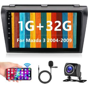 Car Radio for Mazda 3 2004 2005 2006 2007 2008 2009 Double Din Car Stereo Bluetooth 9" Car Audio Android Navigation Indash Head Unit GPS WiFi Mirror Link USB FM SWC + Backup Camera