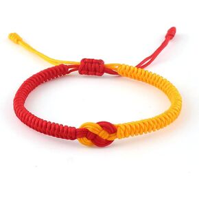 Red-Yellow Mix Lucky Bracelet Handmade Woven Thread String Bracelet for Men Women Girls