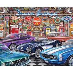 Springbok - Dream Garage - 1000 Piece Jigsaw Puzzle with classic muscle cars