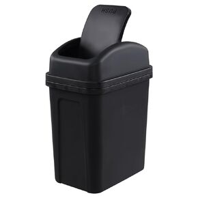 Rosebloom 1.8 Gallon Swing Top Trash Can, Black Small Garbage Bin