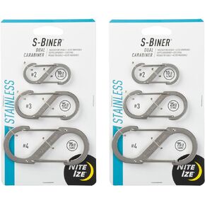 Nite Ize S-Biner Stainless Steel Dual Carabiner Combo - Stainless - 6 Count (2 Pack)