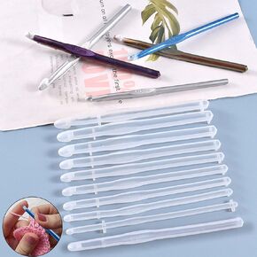 Allazone 10PCS Resin Silicone Crochet Hook Mold Set Resin Knitting Needles Craft Casting Molds Knitting Sweaters Tool Silicone Mould for DIY Crafts in Kuwait