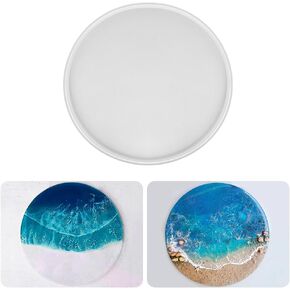 RESINWORLD 12'' Large Round Mold, 0.5'' Deep Tray Silicone Mold, Flat Serving Tray Mold Board Mold for Resin Casting