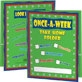 Really Good Stuff Once-A-Week Take-Home Laminated Folders, Set of 12, 9.5" x 12"