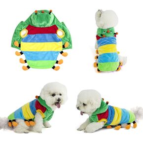 Yoption Green Caterpillar Insect Dog Cat Pet Costumes, Halloween Pet Puppy Cosplay Dress Hoodie Funny Clothes (XL)