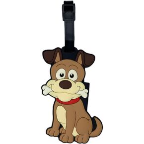 Luggage Tags Dog Cute Anime Cartoon Animal Colorful Silicone ID Tags for Suitcases Bags Travel Perfect for Kids Women Men Girls (Dog C)