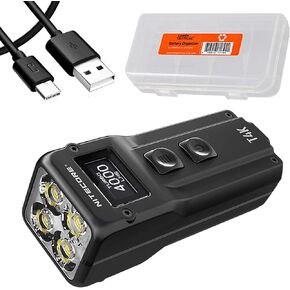 Nitecore T4K Keychain EDC Flashlight, 4000 Lumen LED Super Bright and USB-C Rechargeable with LumenTac Organizer