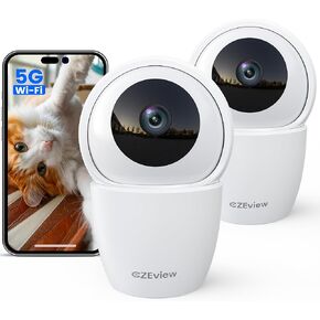 3K 5MP Security Camera Indoor, 2.4/5Ghz WiFi Pet Camera Baby Monitor with Phone App, Remote Pan Tilt Zoom, Night Vision, Motion Detection, Auto Tracking, Two Way Talk (5MP-Gray)