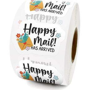 Happy Mail Has Arrived Cute Small Shop Happy Mail Stickers, Online Retailers Small Business Small Shop Thank You Stickers Gift Bags Packages Envelopes Labels, 500 Labels Per Roll