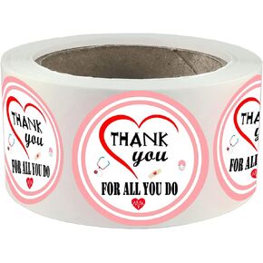 Healthcare Workers Thank You Sticker,1.5 inch Thank You for All You Do Healthcare Workers Labels for Nurses,Doctors EMTs Essential Workers,Gift Card Set with Envelopes (500 Pcs)