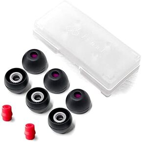 Final Audio Black+Black/Red Silicone Type E Eartips kit with Case and Nozzle Adaptor Compatible with 1More, AKG, Audio-Technica, Beats by Dre, Campfire Audio, Empire Ears, Shure, Sony, Westone (Med)