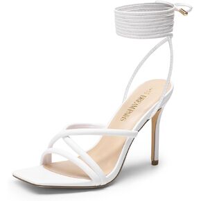 DREAM PAIRS Heels for Women Strappy High Stiletto Lace Up Heeled Sandals Square Open Toe Heels for Prom Party Dating in Saudi Arabia