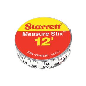 Starrett Tape Measure Stix with Adhesive Backing - Mount to Work Bench, Saw Table, Drafting Table - 1/2" x 12', English Metric, Right-Left Reading - SM412WMERL