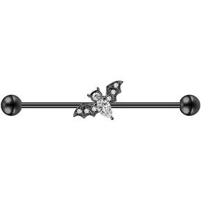 Niaspi 16G الخفافيش الصناعية الحديد الأقراط للنساء الرجال الفولاذ المقاوم للصدأ الغضروف 38mm 1 & 1/2 بوصة الصناعية ثقب بار الجسم ثقب المجوهرات