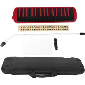 F-32s 32 Key Melodica Set Piano Style Portable Wind Musical Instrument with Mouthpiece Tube and Carrying Bag Suitable for Beginner Practice Gift (Blue)