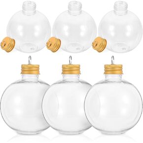 HOMSFOU Christmas Booze Balls 10pcs Clear Christmas Tree Fillable Ornaments Water Bottle Bulb Shape Plastic Xmas Pendant Candy Juice Bottles for Xmas Holiday Party Decorations 250ml