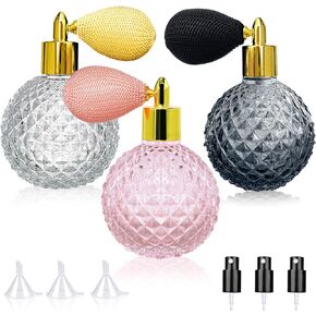 مجموعة زجاجات رذاذ عطر 3.4 أونصة / 100 مل، زجاجة زينة زجاجية، رذاذ فئة مع لمبة هواء للكوكتيل، النادل (3 ألوان) in Kuwait