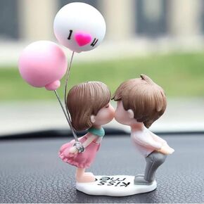 Christmas Ornaments Cute Kiss Couple Doll Ornaments Small Car Dashboard Decorations Cartoon Interior Accessories Balloon Figurines Xmas Gifts for Birthday Valentine's Day Wedding, Home Decor (Blue)