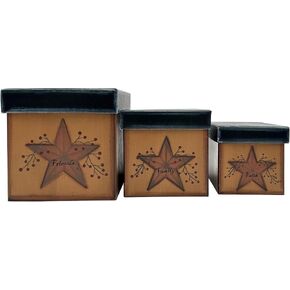 Star & Berries Papier Mache Nesting Boxes Faith Family Friends Country Primitive Décor in Kuwait