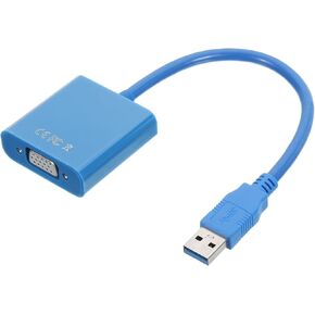 MECCANIXITY USB 3.0 إلى VGA محول ABS صندوق كابل فيديو خارجي HD VGA جهاز مع قرص مضغوط للتلفزيون والشاشة وجهاز العرض والوسادة، أزرق in Kuwait