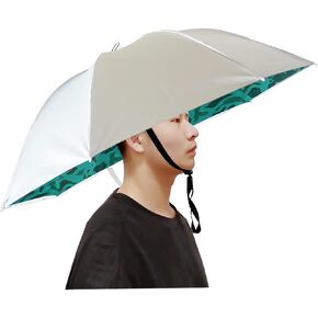 Umbrella Hat, 37 inch Fishing Umbrella Cap for Adults and Kids, Elastic Folding Compact UV&Rain Protection Headwear for Fishing Golf Gardening Outdoor