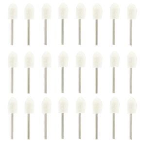 24Pcs Wool Felt Mounted Points Mandrel Grinding Bits, 1/8 Inch Shank Wool Felt Polishing Buffing Wheel Cylinder Shaped Rotary Tool Accessories Kit (Sanding Diameter: 10mm)